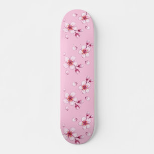 Skateboard Motif en fleurs de cerisiers en couleur rose