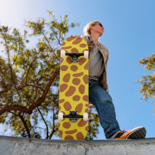 Skateboard Motif en peau de girafe jaune mou