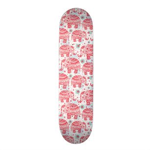 Skateboard Motif ethnique rouge d'éléphant