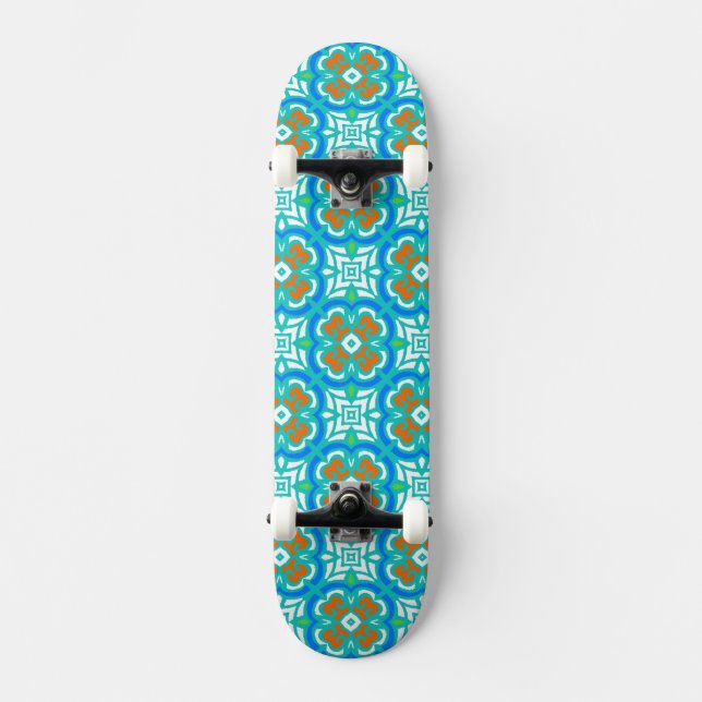 Skateboard Motif ethnique turquoise (Recto)