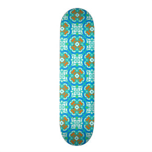 Skateboard Motif ethnique turquoise