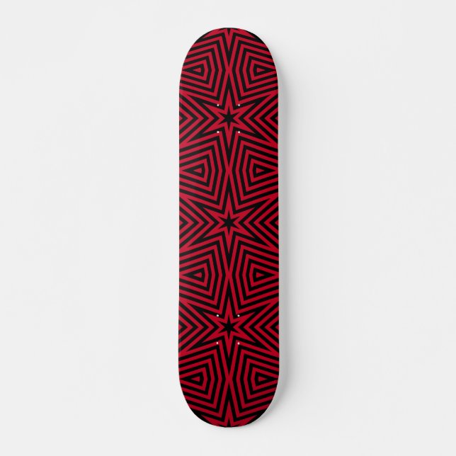 Skateboard Motif étoile rouge et noir tendance (Devant)