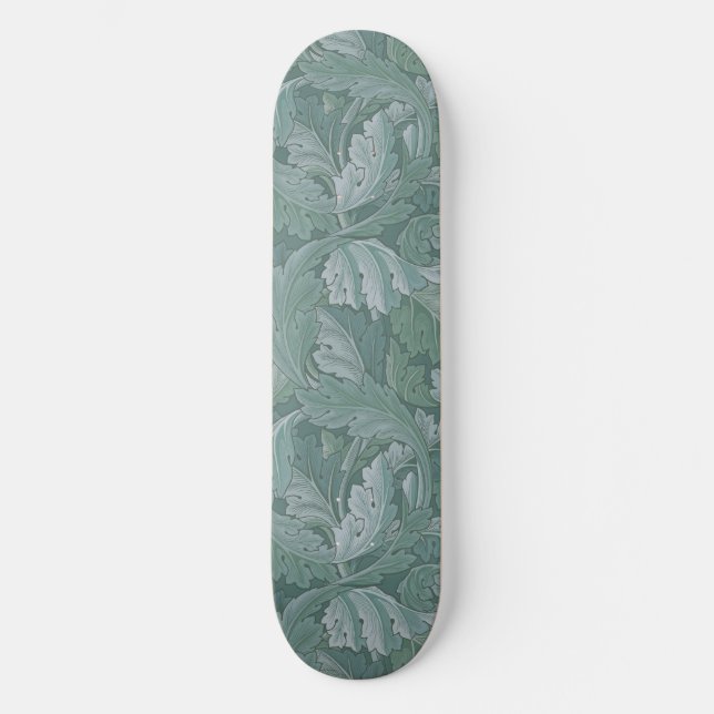 Skateboard Motif feuille d'acanthe bleu sarcelle de William M (Recto)