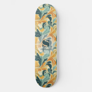 Skateboard Motif feuille vintage inspiré par Paisley (1)