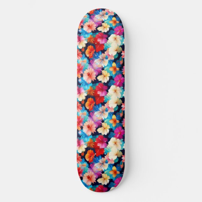 Skateboard Motif Fleurs Multicolores Floral-37566 (Recto)