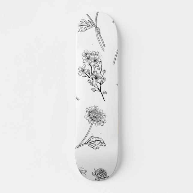 Skateboard Motif floral (Devant)