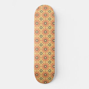 Skateboard Motif floral abstrait rétro orange et noir mignon