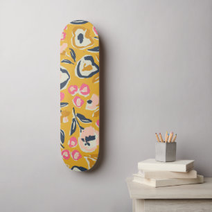 Skateboard Motif floral audacieux dessiné à la main dans le s