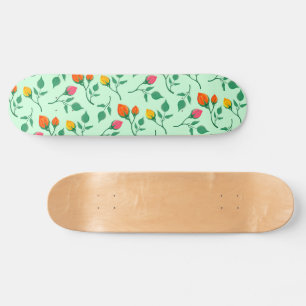 Skateboard Motif floral avec fleurs roses colorées