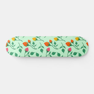 Skateboard Motif floral avec fleurs roses colorées