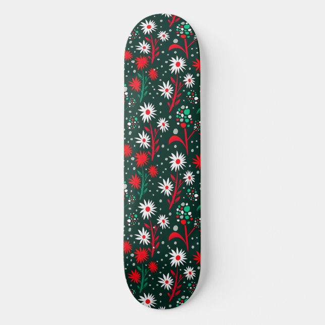 Skateboard Motif floral coloré (Recto)