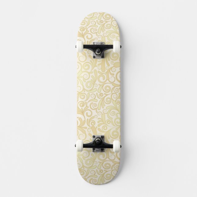 Skateboard Motif floral de feuille d'or (Recto)