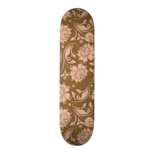 Skateboard Motif floral de rose et de brun