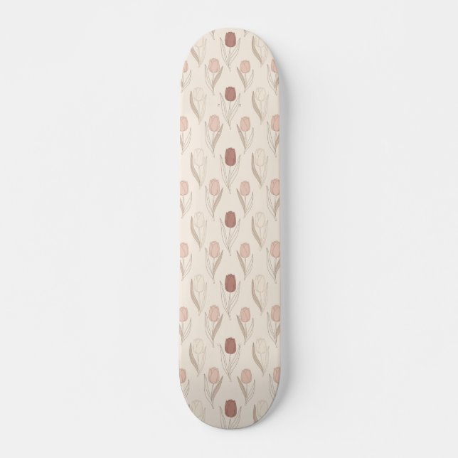 Skateboard Motif floral de tulipe moderne (Devant)