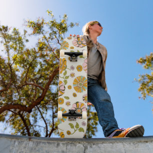 Skateboard Motif floral rétro des années 70