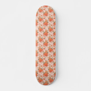 Skateboard motif floral rose orange rose mariage printemps