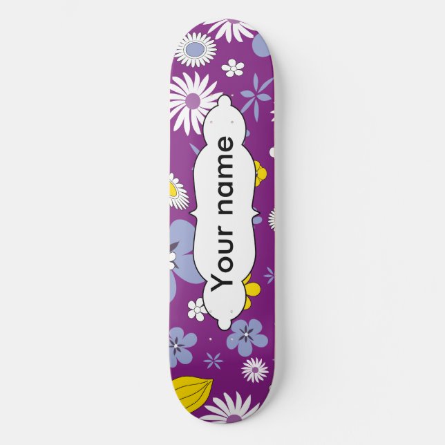 Skateboard Motif floral sans couture (Recto)