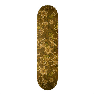Skateboard Motif floral vintage d'or