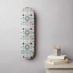 Skateboard Motif géométrique atomique du milieu du siècle rét