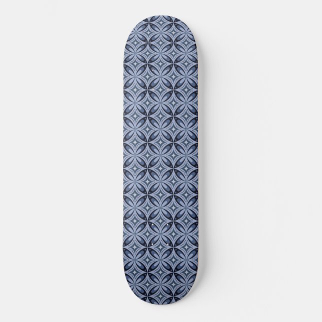 Skateboard Motif géométrique bleu de style rétro (Recto)