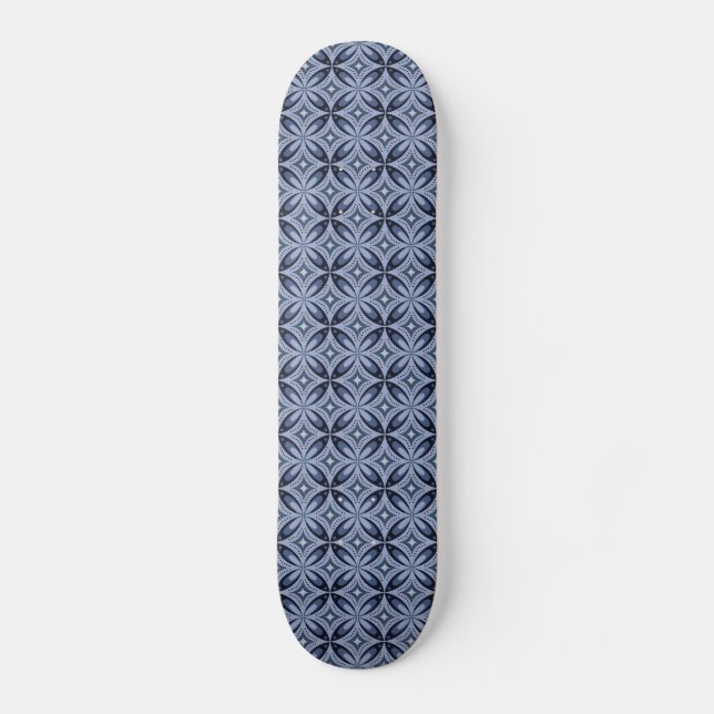 Skateboard Motif géométrique bleu de style rétro (Recto)
