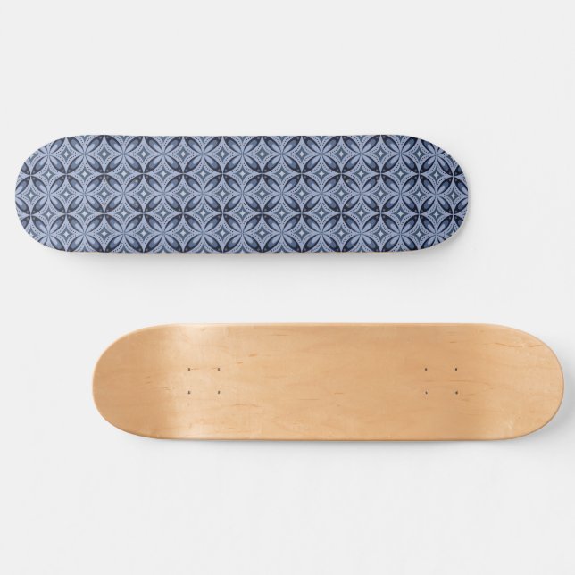 Skateboard Motif géométrique bleu style rétro (Horz)