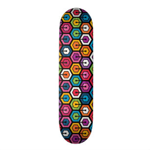 Skateboard Motif géométrique coloré avec des hexagones