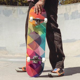 Skateboard Motif géométrique coloré Rainbow moderne