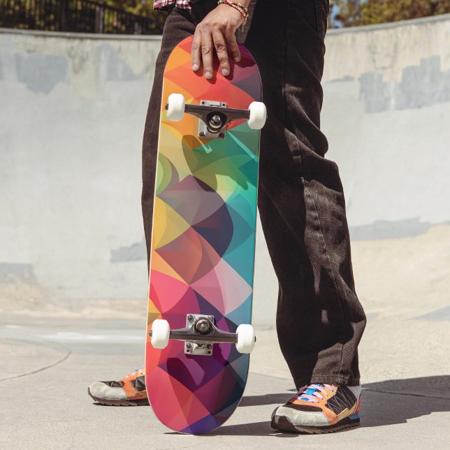Skateboard Motif géométrique coloré Rainbow moderne (Créateur téléchargé)