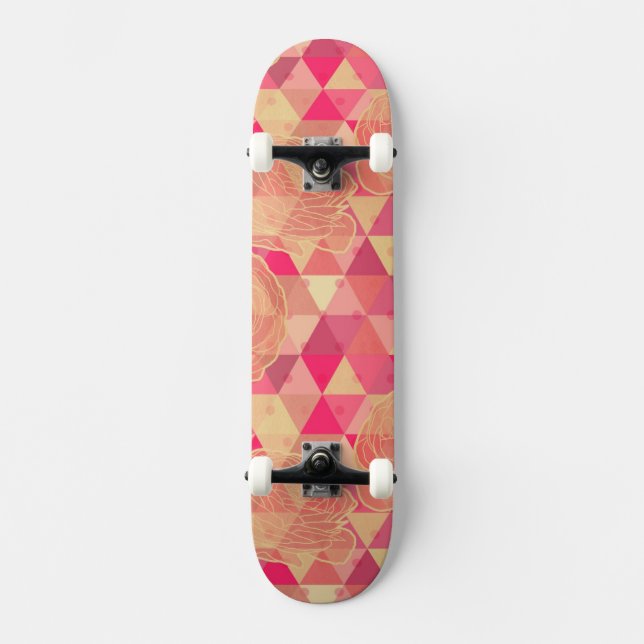 Skateboard Motif géométrique de fleur (Recto)
