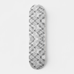 Skateboard Motif géométrique floral noir et blanc moderne