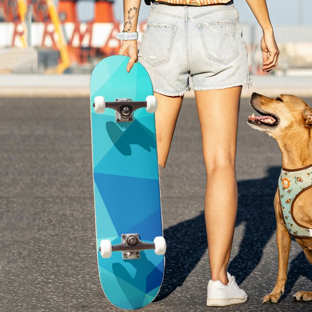 Skateboard Motif géométrique moderne bleu turquoise (Créateur téléchargé)