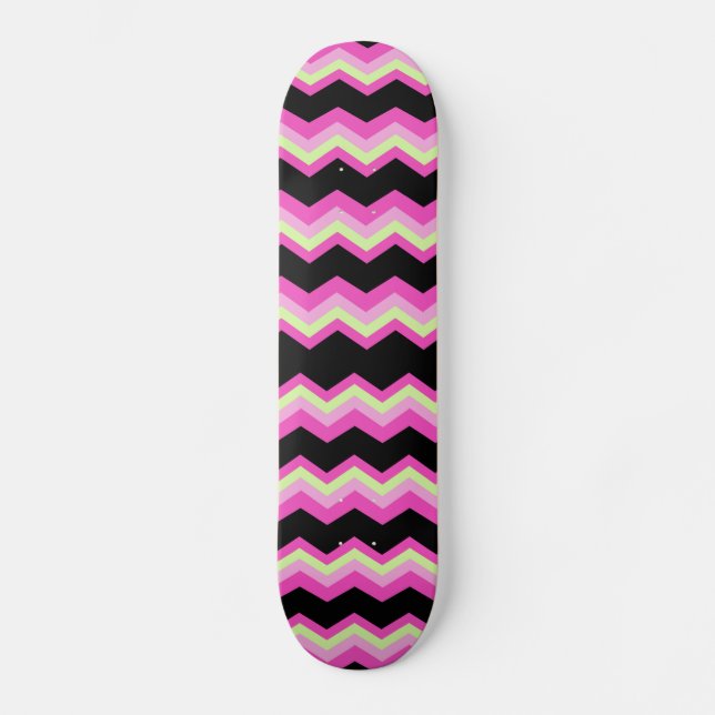 Skateboard motif girly zigzag fuchsia (Recto)
