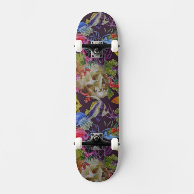 Skateboard Motif grunge de vie marine (Recto)