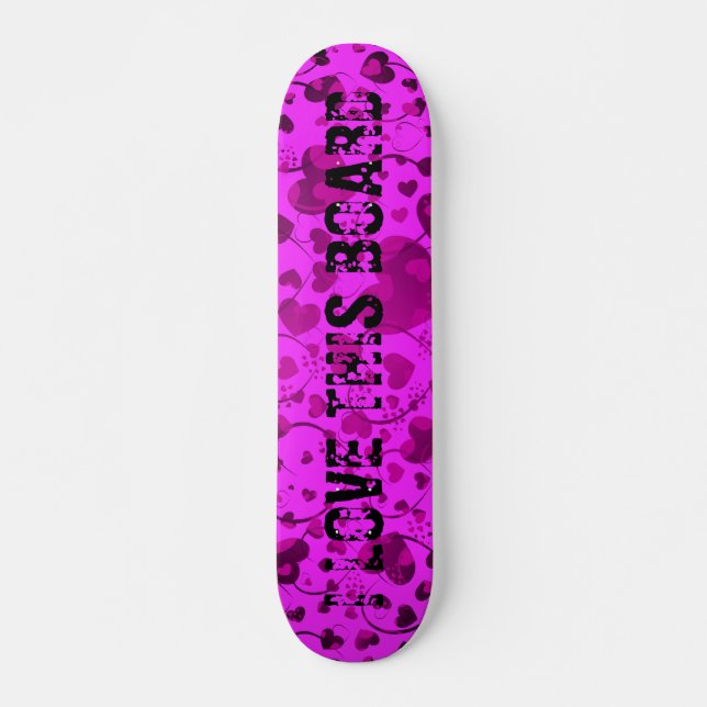 Skateboard MOTIF HEART ART 6 + votre texte | rose (Devant)