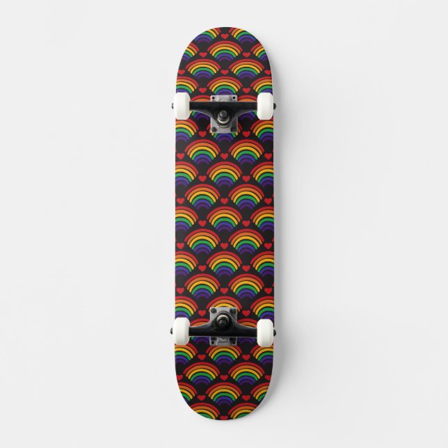 Skateboard Motif Heart & Rainbows (Recto)