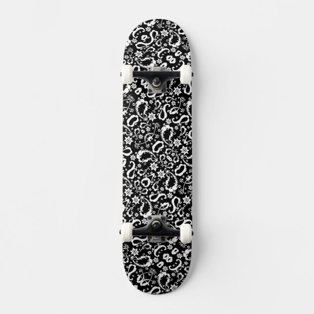 Skateboard motif indien noir blanc exquis (Recto)