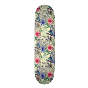 Skateboard Motif indien vintage de tigre de style