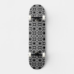 Skateboard Motif jolis cercles zébrés noir et blanc