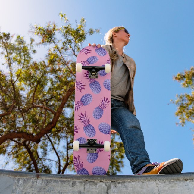 Skateboard Motif Lilac & Ananas rose (Extérieur 1)