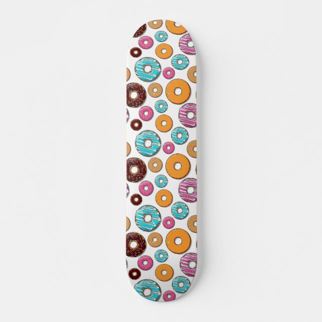 Skateboard Motif lunatique de beignet lumineux (Devant)