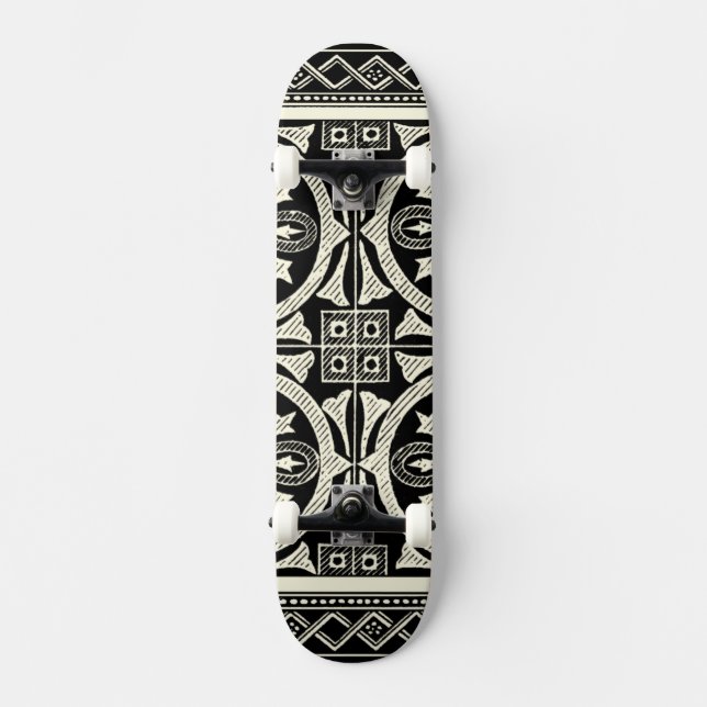 Skateboard Motif Mandala noir et blanc par Vision Studio (Recto)