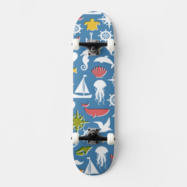 Skateboard Motif marin de symboles (Recto)
