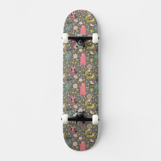 Skateboard Motif mignon d'animaux de forêt (Recto)