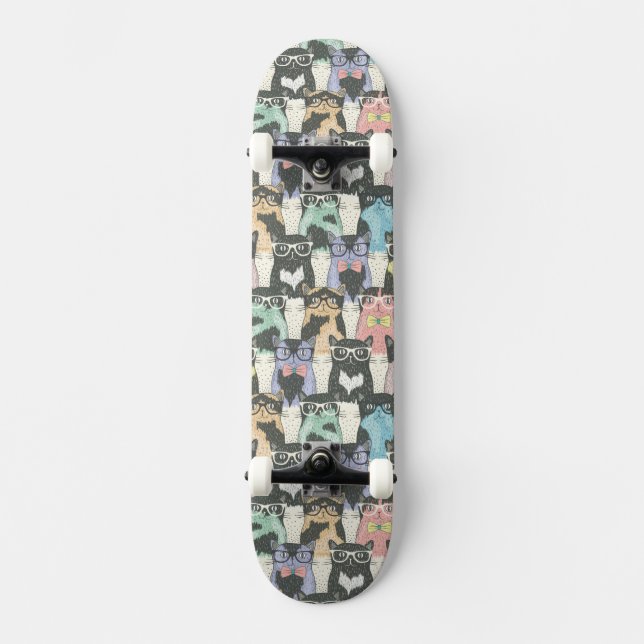 Skateboard Motif mignon de chats de hippie (Recto)