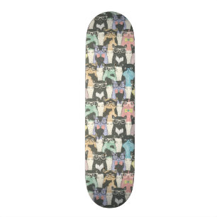 Skateboard Motif mignon de chats de hippie