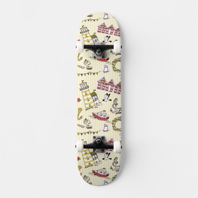 Skateboard Motif mignon de scène de plage (Recto)