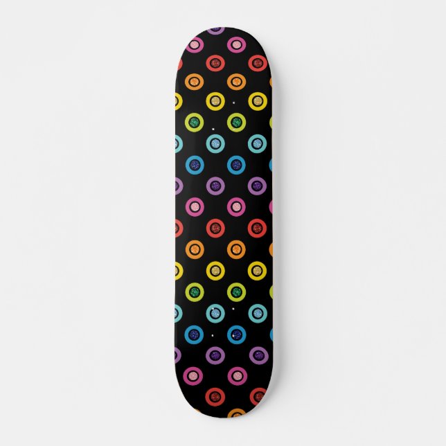 Skateboard Motif moderne à points scintillants arc-en-ciel (Devant)