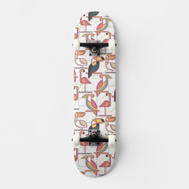 Skateboard Motif moderne avec les oiseaux tropicaux (Recto)