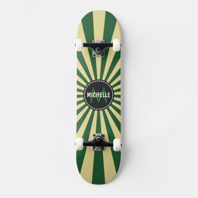 Skateboard Motif Monogram Green Funky Sun Rays (Recto)